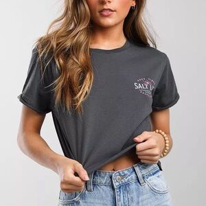 Salt Life Charcoal Crop Top with Logo
